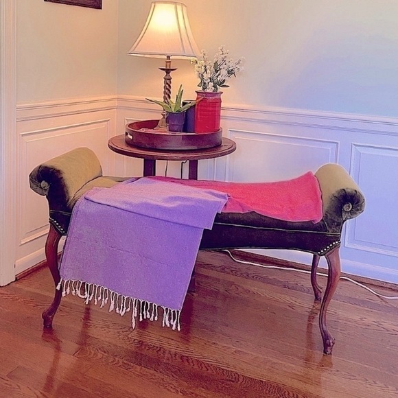 Loom Weave Color Block Travel Blanket Organic Cotton Red + Purple Hand Crafted - Picture 2 of 7